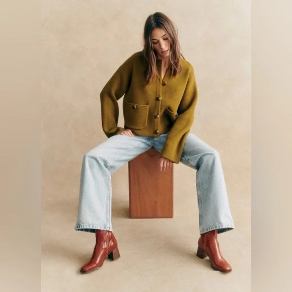 Sézane Valerio Jacket in Olive Green XXL - Picture 1 of 9